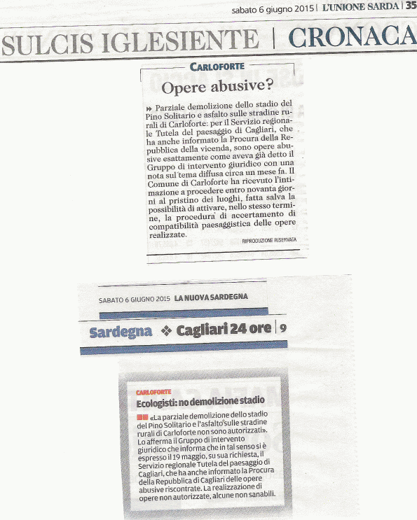 L'Unione Sarda e La Nuova Sardegna, 6 giugno 2015
