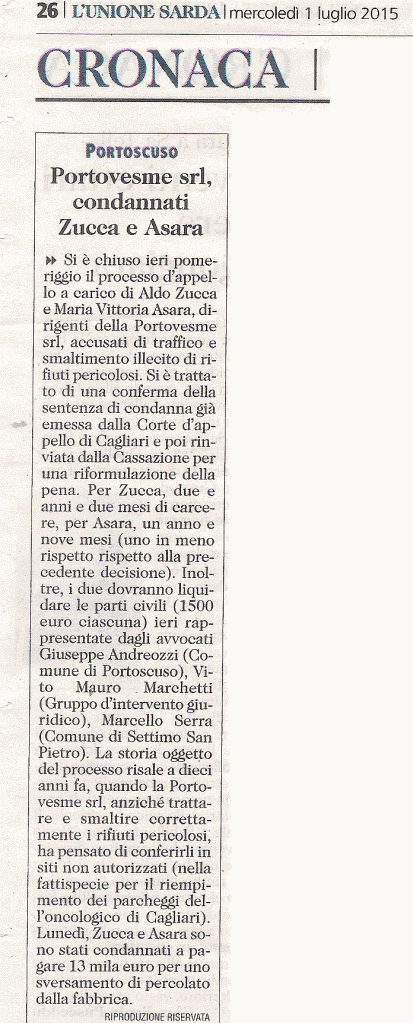 L'Unione Sarda, 1 luglio 2015