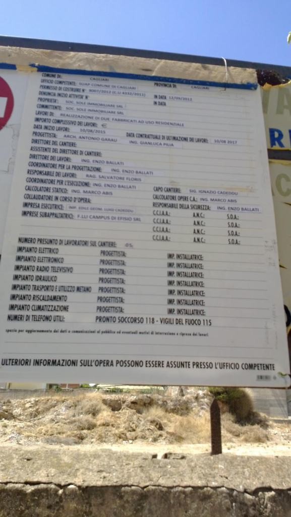 Cagliari, Via Asti, cartello "inizio lavori"