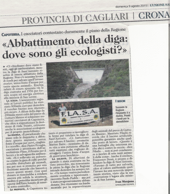 da L'Unione Sarda, 9 agosto 2015