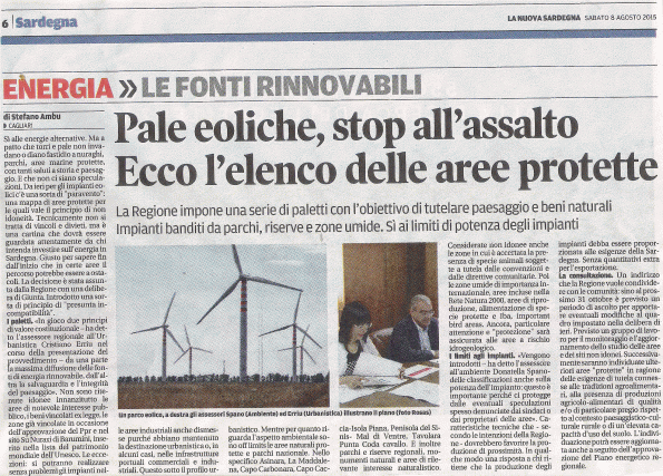 La Nuova Sardegna, 8 agosto 2015