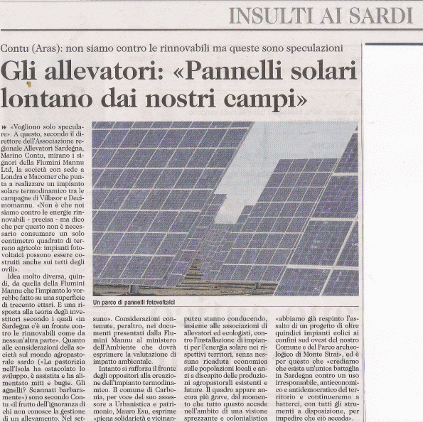 L'Unione Sarda, 23 agosto 2015