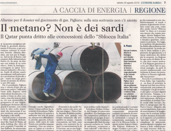 L'Unione Sarda, 29 agosto 2015