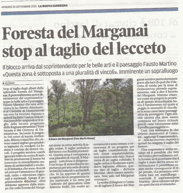 La Nuova Sardegna, 25 settembre 2015