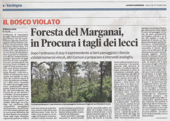 La Nuova Sardegna, 26 settembre 2015