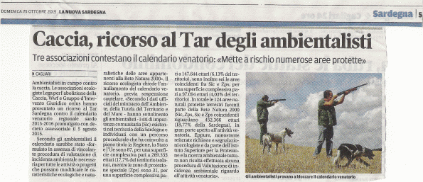 La Nuova Sardegna, 25 ottobre 2015