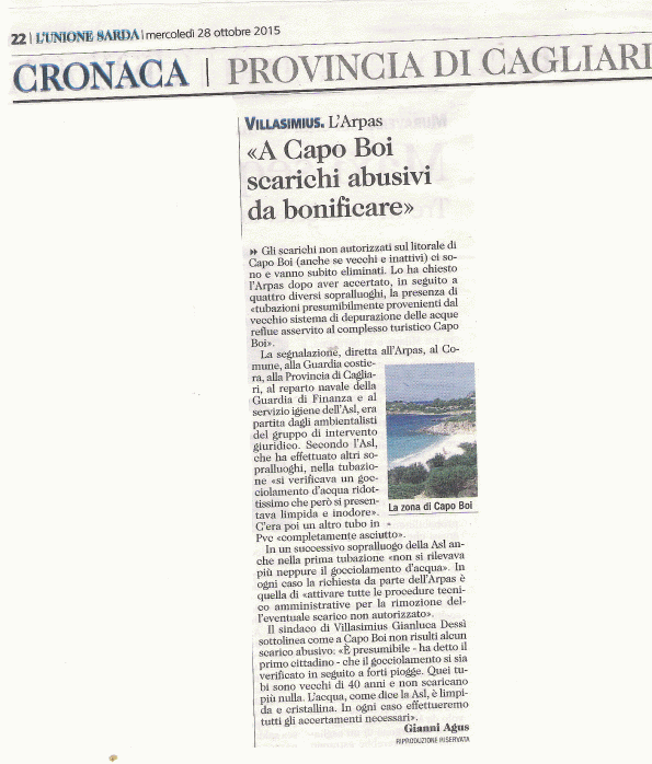 L'Unione Sarda, 28 ottobre 2015