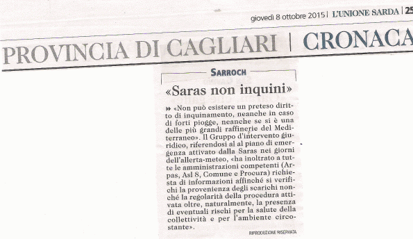 L'Unione Sarda, 8 ottobre 2015