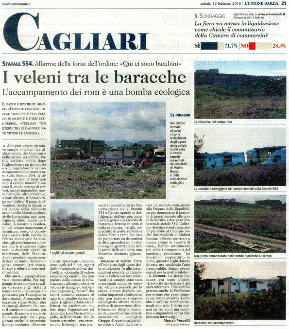 L'Unione Sarda, 13 febbraio 2016, rom