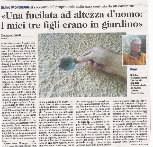 L'Unione Sarda, 3 novembre 2015