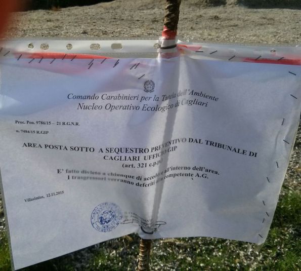 Villasimius, Porto Luna, cartello sequestro preventivo