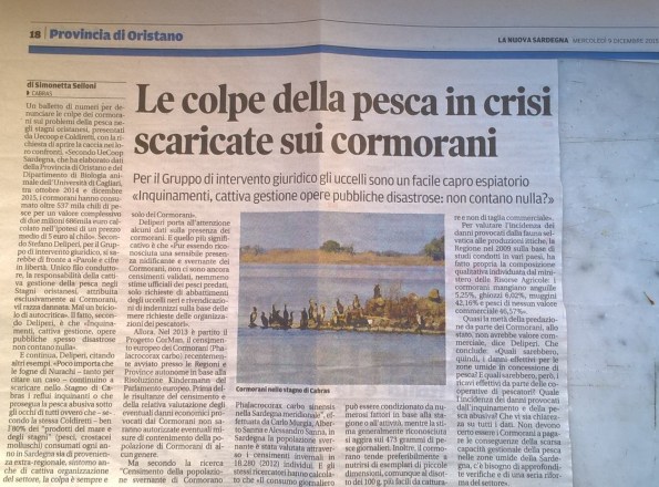 La Nuova Sardegna, 9 dicembre 2015
