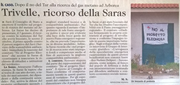 L'Unione Sarda, 30 dicembre 2015
