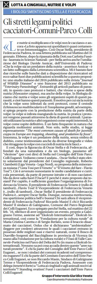 Il Mattino di Padova, 26 febbraio 2016