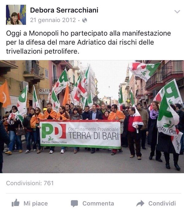 screenshot della pagina Facebook di Debora Serracchiani (da L'Huffington Post)