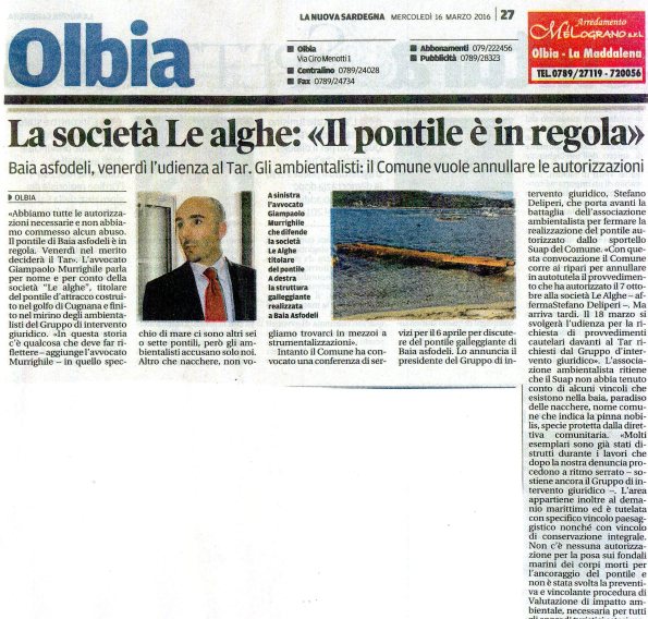 La Nuova Sardegna, 16 marzo 2016