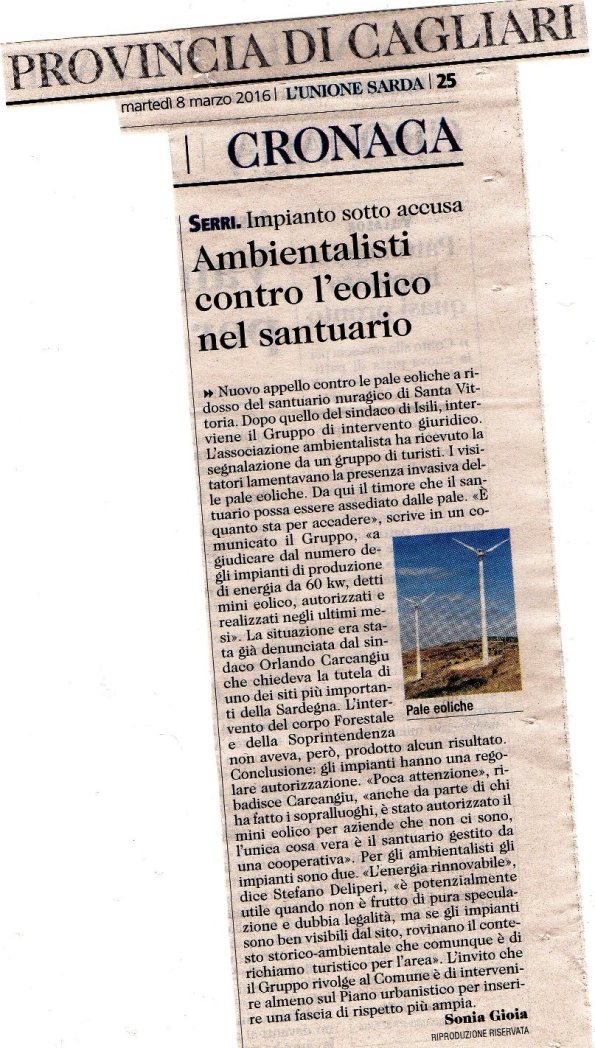 L'Unione Sarda, 8 marzo 2016