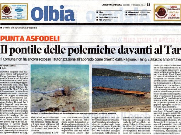 La Nuova Sardegna, 19 maggio 2016