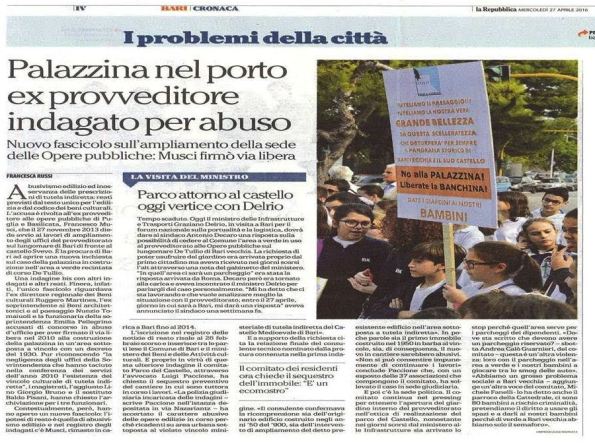 La Repubblica, BA, 27 aprile 2016