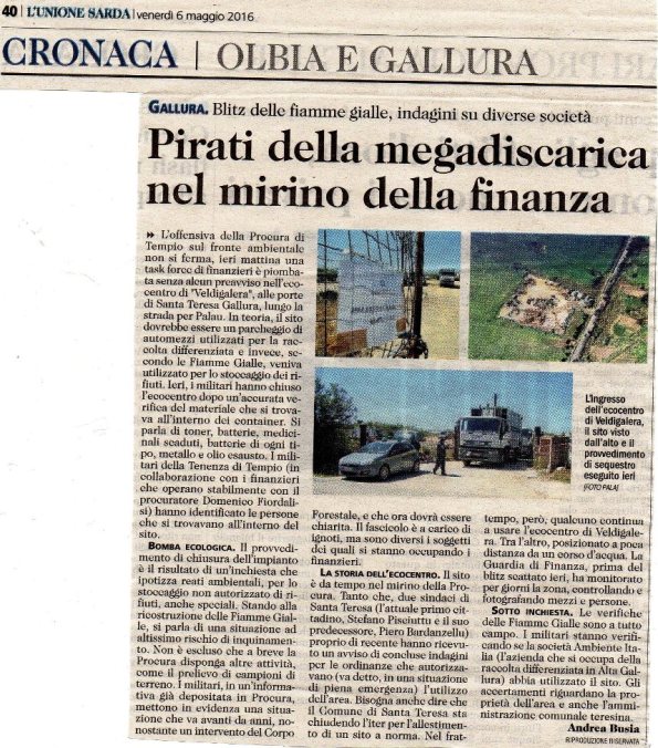 L'Unione Sarda, 6 maggio 2016