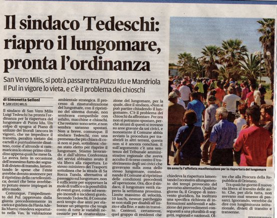 La Nuova Sardegna, 3 luglio 2016