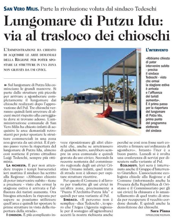 L'Unione Sarda, 10 giugno 2016