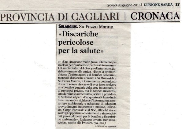 L'Unione Sarda, 30 giugno 2016