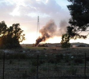 Selargius, località Sa Muxiurida, incendio di rifiuti (giugno 2016)