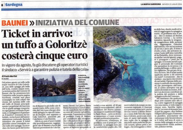 La Nuova Sardegna, 21 luglio 2016