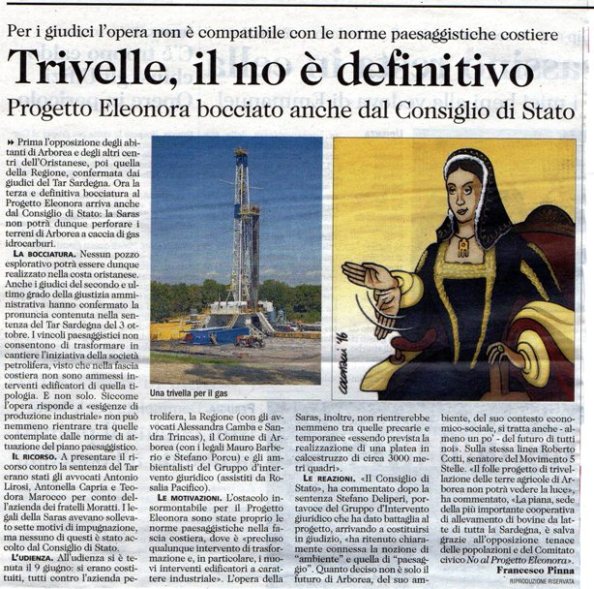 L'Unione Sarda, 12 luglio 2016