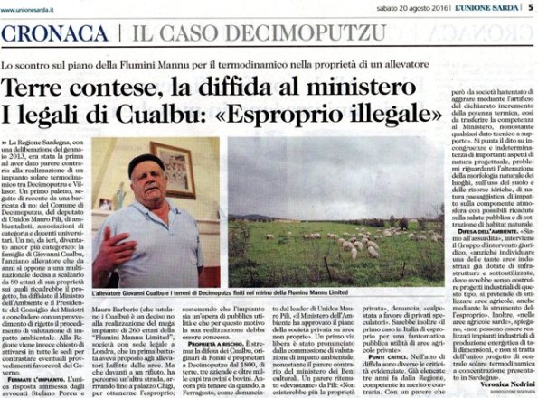 L'Unione Sarda, 20 agosto 2016