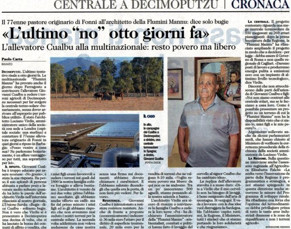 L'Unione Sarda, 27 agosto 2016