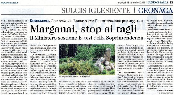 L'Unione Sarda, 13 settembre 2016