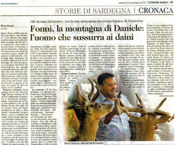 L'Unione Sarda, 25 novembre 2016