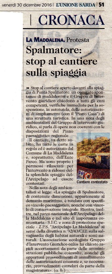 L'Unione Sarda, 30 dicembre 2016