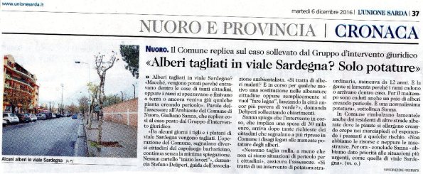 L'Unione Sarda, 6 dicembre 2016