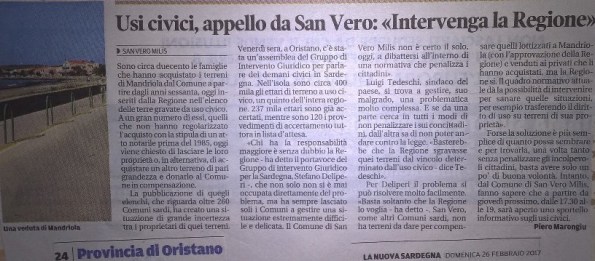 La Nuova Sardegna, 26 febbraio 2017