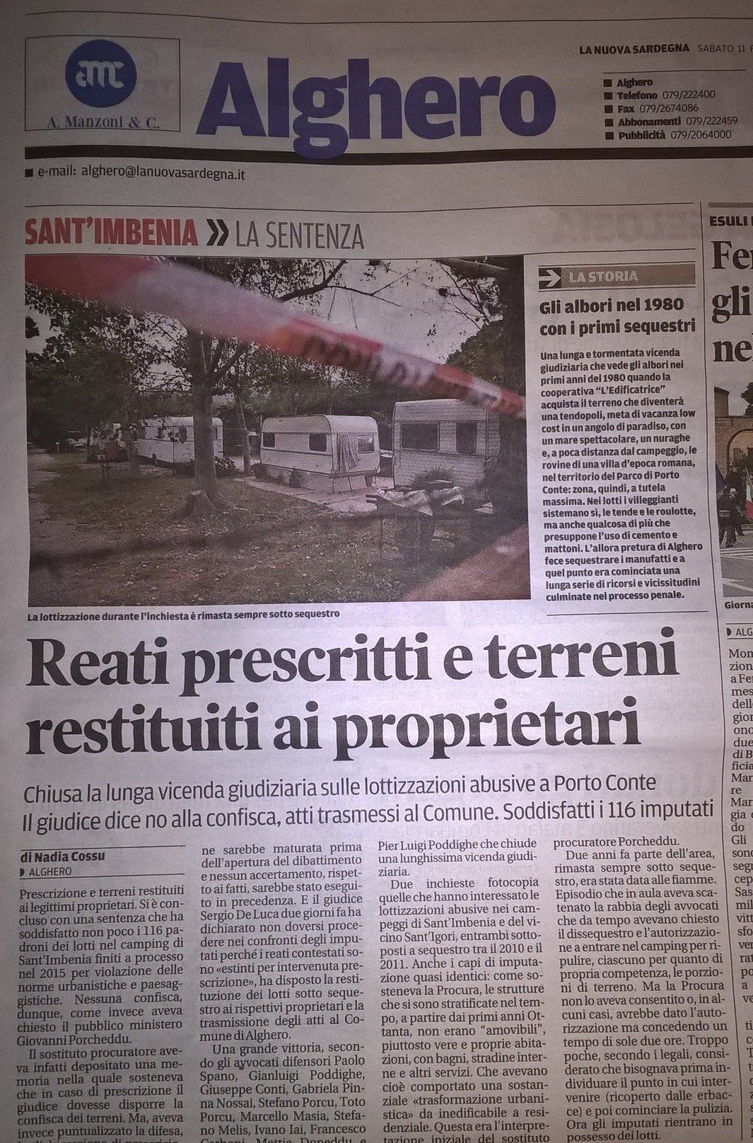 La Nuova Sardegna, 11 febbraio 2017