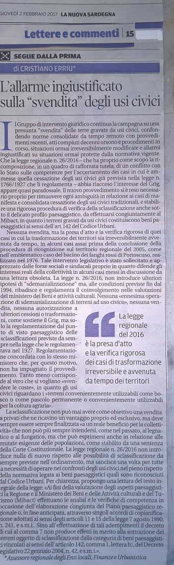 La Nuova Sardegna 2 febbraio 2017