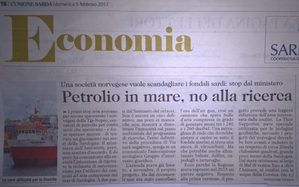 L'Unione Sarda, 5 febbraio 2017